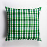 "Josefina Plaid Handwoven Cotton Throw Pillow, Size 20" x 20"" - Throw Pillows in green by Archive New York