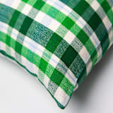 "Josefina Plaid Handwoven Cotton Throw Pillow, Size 20" x 20"" - Throw Pillows in green by Archive New York