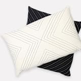 "Geometric Lumbar Pillow - Bone" - Throw Pillows in white by Anchal