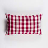 "Abigail Plaid Handwoven Cotton Throw Pillow, Size 12" x 20"" - Throw Pillows in red by Archive New York