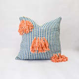 "Naidi Blue Pillow with Tassels" - Throw Pillows in blue by Tatiana Ordoñez