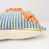 "Naidi Blue Pillow with Tassels" - Throw Pillows in blue by Tatiana Ordoñez