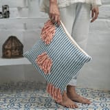 "Naidi Blue Pillow with Tassels" - Throw Pillows in blue by Tatiana Ordoñez