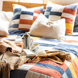"Multi-Check Euro Sham" - Throw Pillows in multicolor by Anchal