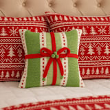 "10" Green Stripe Gift Pillow" - Throw Pillows in green by Melange Collection