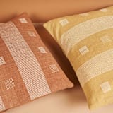 "Chokor Ochre Handloom Pillow" - Throw Pillows in yellow by Anjali Purohit