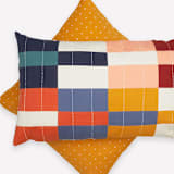 "Multi-Check Lumbar Pillow" - Throw Pillows in multicolor by Anchal