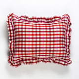 "Noel Plaid Handwoven Cotton Ruffle Pillow" - Throw Pillows in red by Archive New York