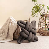 "Graphite Vegan Suede Knot Pillow" - Throw Pillows in gray by Knots Studio