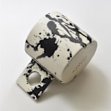 "Rock Handmade Ceramic Coffee Mug - Black & White Splatterware" - Mugs and Teacups in black by OWO Cerámica