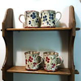 "Red Flower Mugs, Set-of-2" - Mugs and Teacups in multicolor by Didem Firat