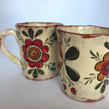 "Simple Flower Mugs, Set-of-2" - Mugs and Teacups in beige by Didem Firat