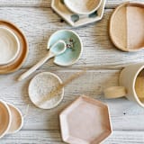 "Circle Handle Mug in Oatmeal" - Mugs and Teacups in beige by Bridget Dorr