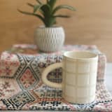 "Checkered Mug" - Mugs and Teacups in beige by Bridget Dorr