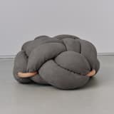 "(L) Graphite Vegan Suede Knot Floor Cushion" - Ottomans and Poufs in gray by Knots Studio