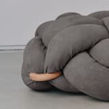"(L) Graphite Vegan Suede Knot Floor Cushion" - Ottomans and Poufs in gray by Knots Studio
