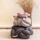 "(L) Graphite Vegan Suede Knot Floor Cushion" - Ottomans and Poufs in gray by Knots Studio
