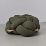 "(M) Army Green Vegan Suede Knot Floor Cushion" - Ottomans and Poufs in green by Knots Studio