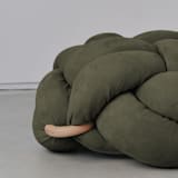 "(M) Army Green Vegan Suede Knot Floor Cushion" - Ottomans and Poufs in green by Knots Studio