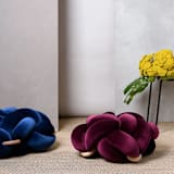 "(M) Midnight Blue Velvet Knot Floor Cushion" - Ottomans and Poufs in blue by Knots Studio