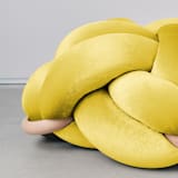 "(M) Illuminate Yellow Velvet Knot Floor Cushion" - Ottomans and Poufs in yellow by Knots Studio