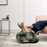 "(M)  Olive Green Velvet Knot Floor Cushion" - Ottomans and Poufs in green by Knots Studio