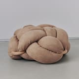 "(M) Camel Vegan Suede Knot Floor Cushion" - Ottomans and Poufs in brown by Knots Studio