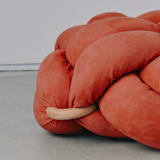 "(M) Red Earth Vegan Suede Knot Floor Cushion" - Ottomans and Poufs in red by Knots Studio