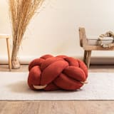 "(L) Red Earth Vegan Suede Knot Floor Cushion" - Ottomans and Poufs in red by Knots Studio