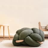 "(L) Army Green Vegan Suede Knot Floor Cushion" - Ottomans and Poufs in green by Knots Studio