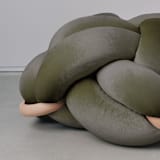 "(L)  Olive Green Velvet Knot Floor Cushion" - Ottomans and Poufs in blue by Knots Studio
