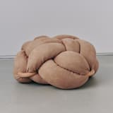 "(L) Camel Vegan Suede Knot Floor Cushion" - Ottomans and Poufs in brown by Knots Studio