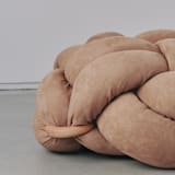 "(L) Camel Vegan Suede Knot Floor Cushion" - Ottomans and Poufs in brown by Knots Studio