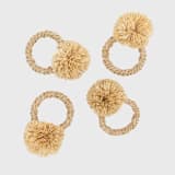 "Straw pompom napkin rings, natural, set of four" - Tabletop Accessories in natural by Joanna Buchanan