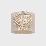 "Shell resin napkin rings, pearly white, set of four" - Tabletop Accessories in white by Joanna Buchanan