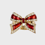 "Enamel Bow Skinny Napkin Rings, Red, Set of Four" - Tabletop Accessories in red by Joanna Buchanan