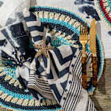 "Coral napkin rings, navy, set of four" - Tabletop Accessories in blue by Joanna Buchanan