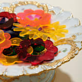 "Rainbow Floral Lucite Napkin Rings (Set of 4)" - Tabletop Accessories in multicolor by ATELIER SAUCIER