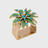 "Deco palm napkin rings, green, set of four" - Tabletop Accessories in gold by Joanna Buchanan