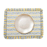 "Provence Ruffled Blockprint Tablecloth in Butter Yellow - 70x120" - Tablecloths and Runners in yellow by Inner Child