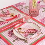 "Pink Hydrangea Blockprint Tablecloth - 60x90" - Tablecloths and Runners in pink by Inner Child