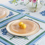 "Blue Hydrangea Blockprint Tablecloth - 60x90" - Tablecloths and Runners in blue by Inner Child