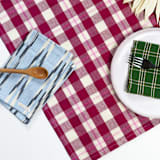 "Abigail Plaid Handwoven Cotton Table Runner" - Tablecloths and Runners in red by Archive New York