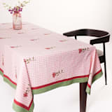 "Dahlia Gingham Tablecloth - 60x90" - Tablecloths and Runners in pink by Inner Child