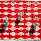 "Block Printed Diamonds Table Runner" - Tablecloths and Runners in red by Julie Peach