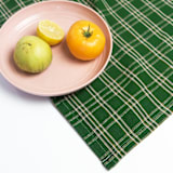 "Chiapas Green Plaid Handwoven Cotton Table Runner" - Tablecloths and Runners in green by Archive New York