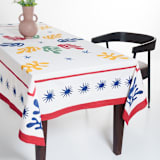 "Celestial Matisse Blockprint Tablecloth - 60x90" - Tablecloths and Runners in multicolorassorted-colors by Inner Child
