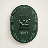 "Oval Bow Wreath" - Mitzvah Invitations in Forest by Aviva Atri - Front