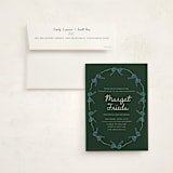 "Oval Bow Wreath" - Mitzvah Invitations in Forest by Aviva Atri - Invitation with Envelope