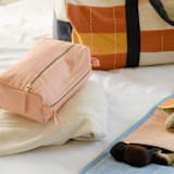 "Medium Cross-Stitch Toiletry Bag - Pink" - Makeup Bag in pink by Anchal